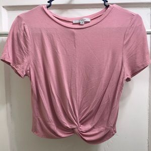 Pink front twist cropped top